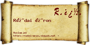 Rédai Áron névjegykártya