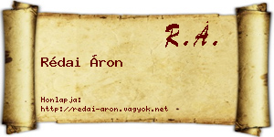 Rédai Áron névjegykártya